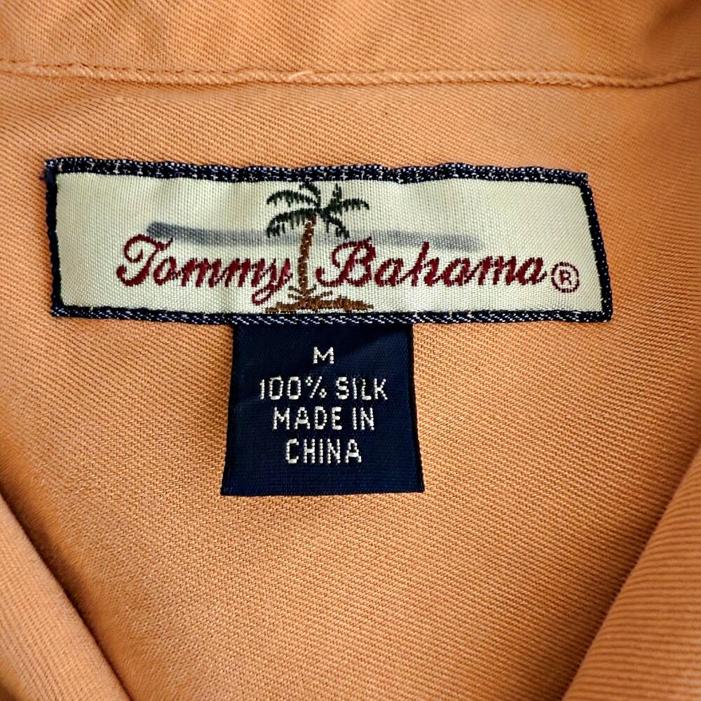 Tommy Bahama 100% Silk Tangerine Orange S/S Button Down Shirt - Picture 4 of 7